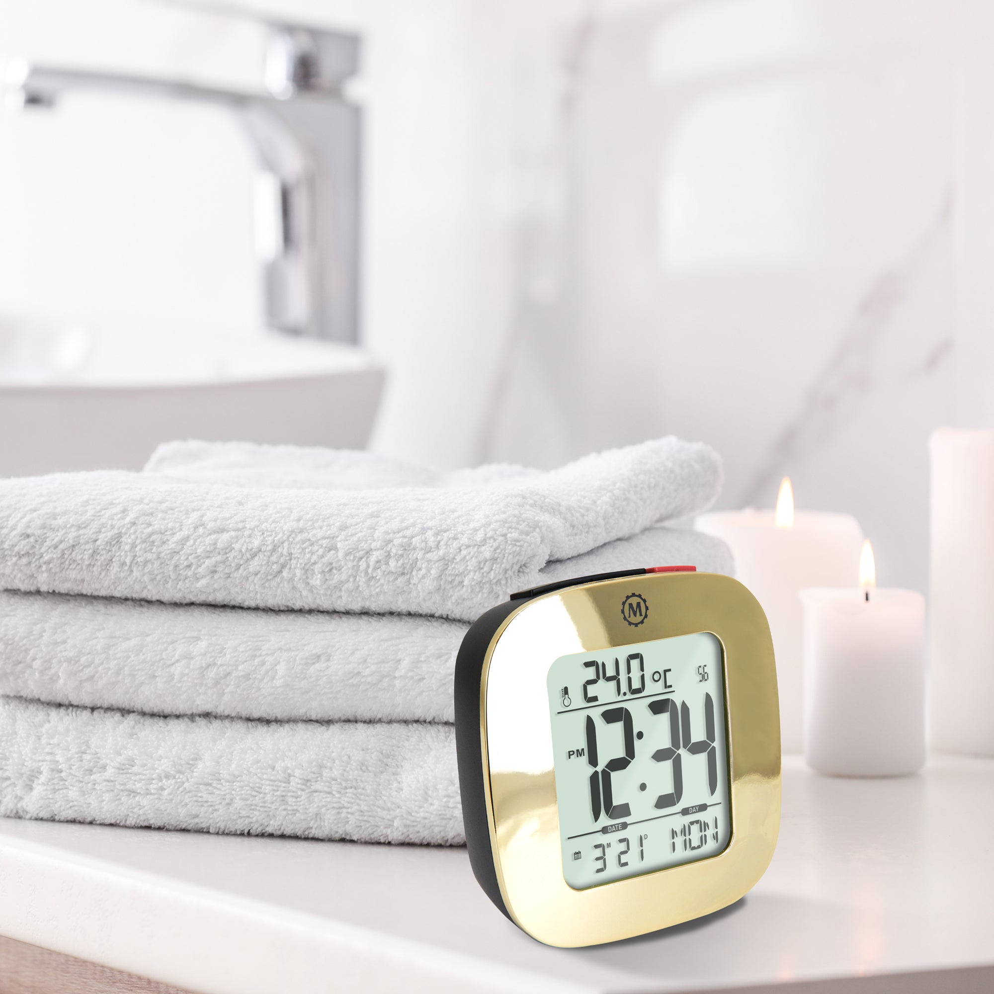 Horloge, LCD, Alarme, Mini, couleur or (25/50)