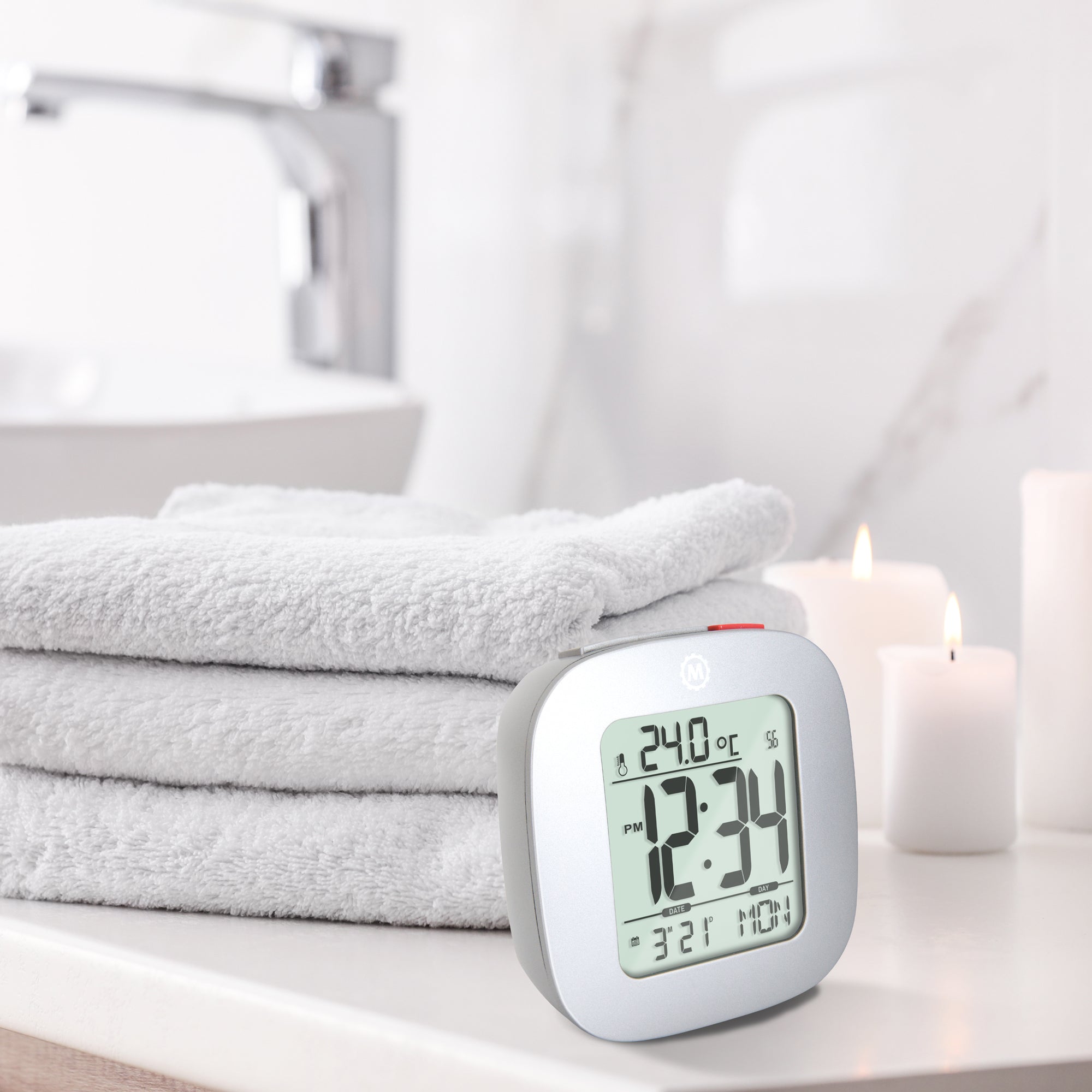 Horloge, LCD, alarme, mini, gris graphite (25/50)