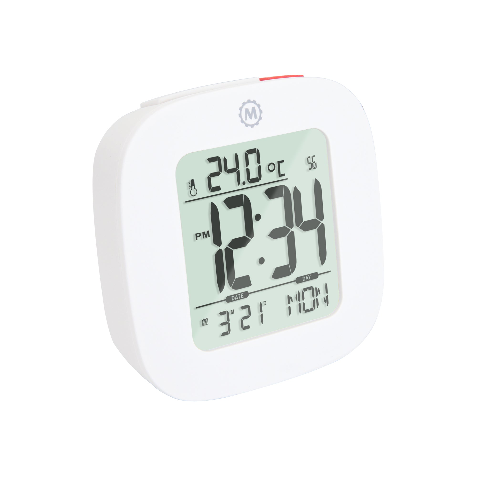 Reloj despertador compacto con temperatura y fecha