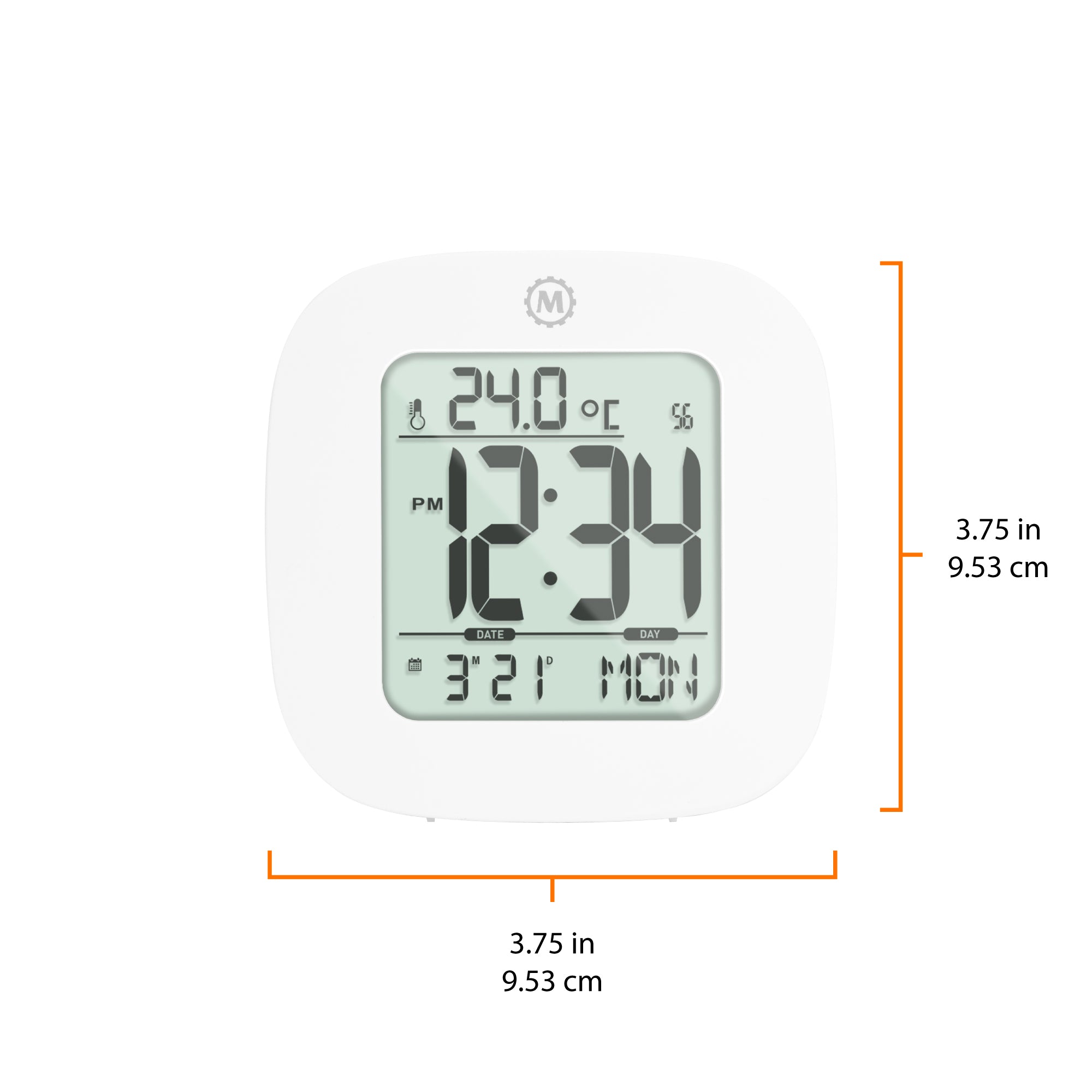Reloj despertador compacto con temperatura y fecha