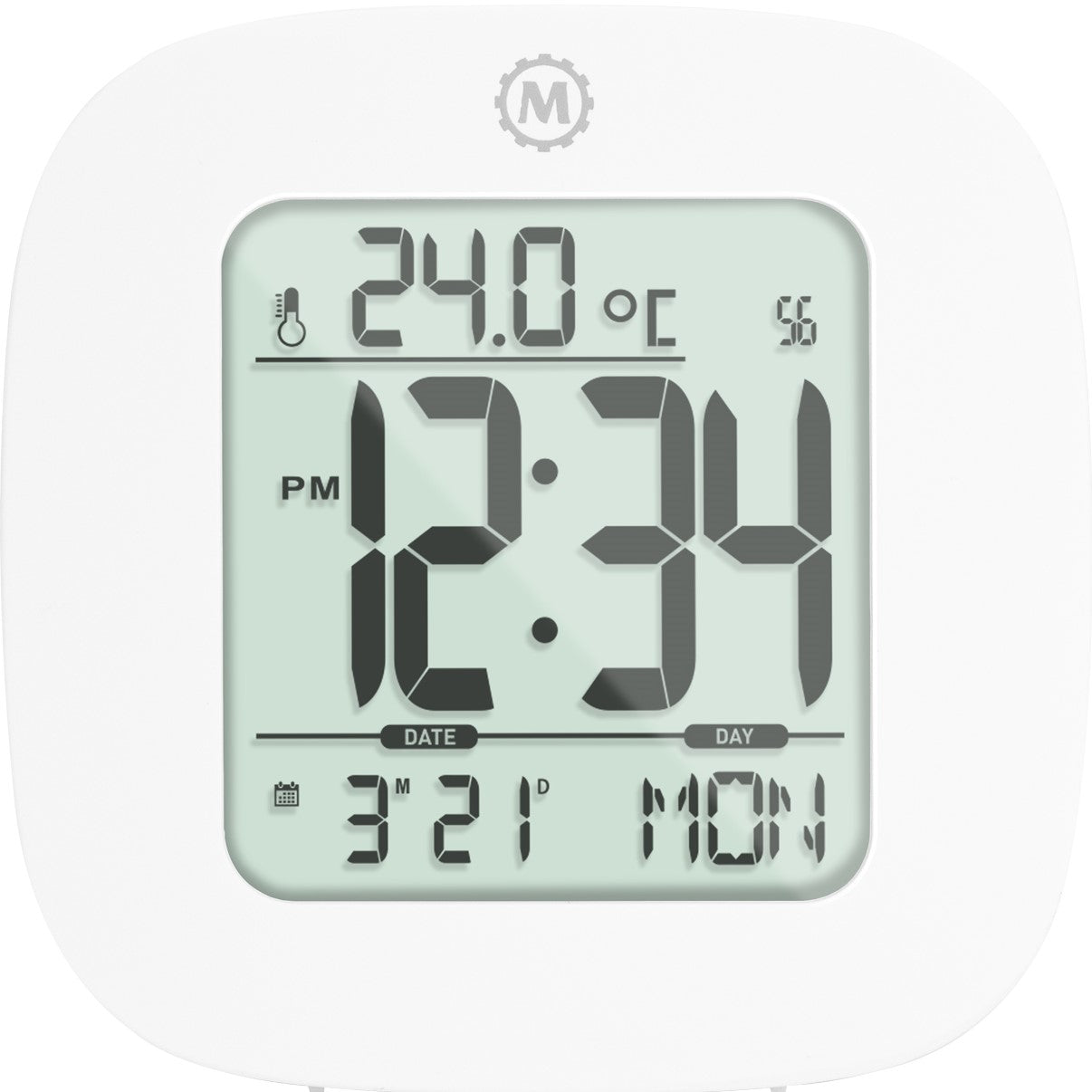 Reloj despertador compacto con temperatura y fecha
