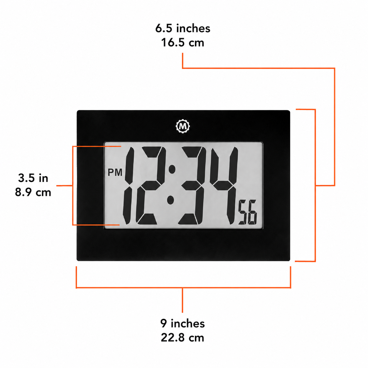 Large Frame Digital Wall Clock - Black