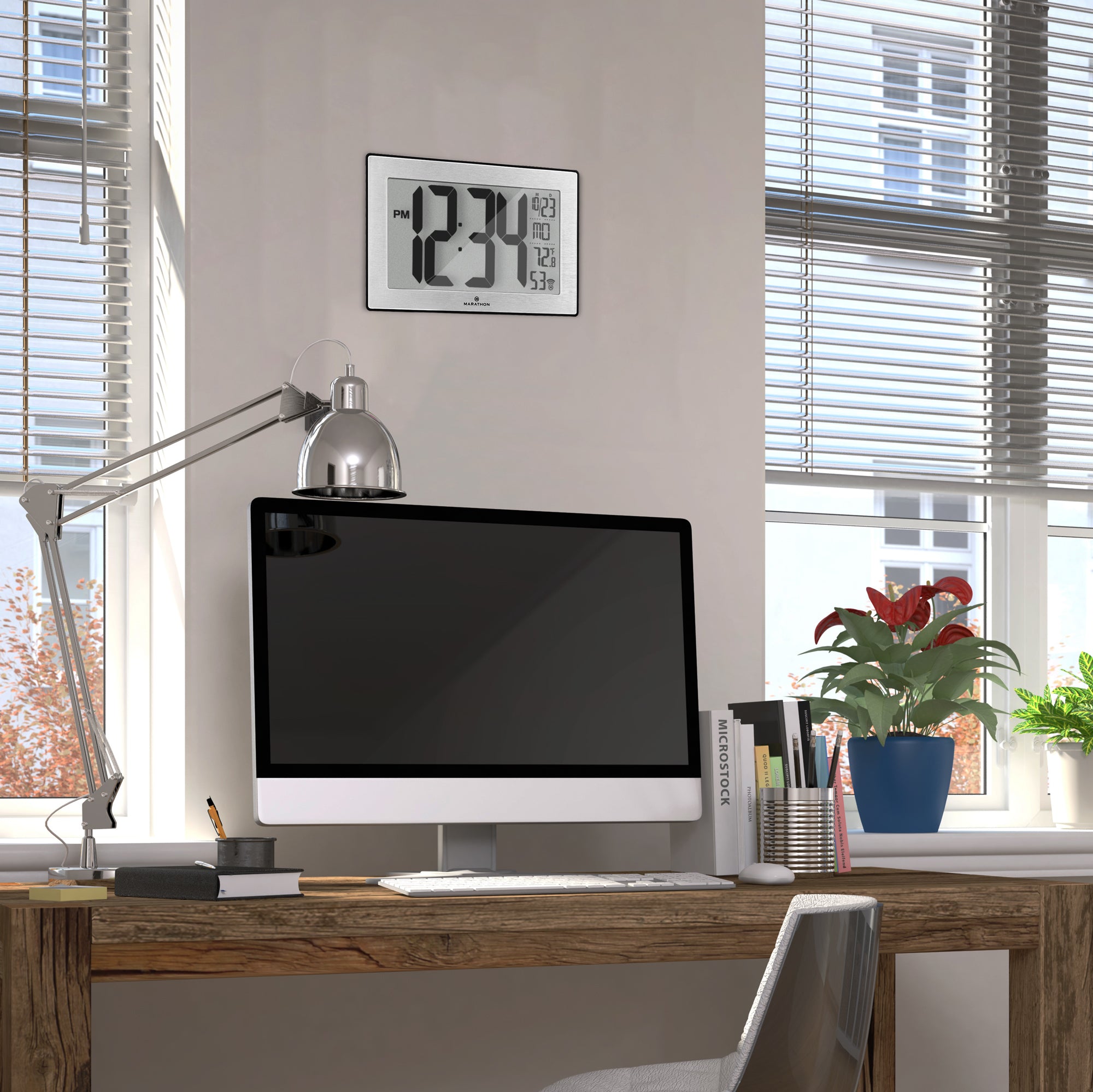Atómico, autoajustable, autoajustable, reloj de pared con soporte y 8 zonas horarias