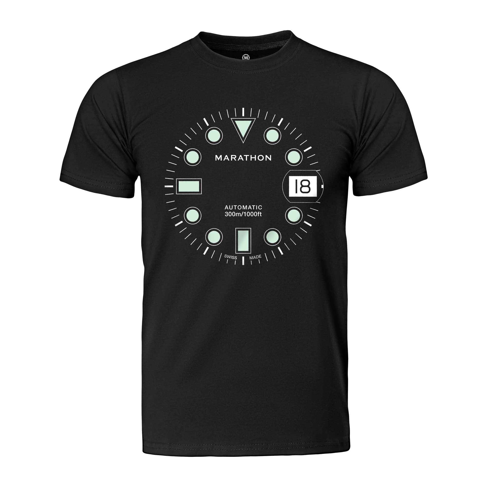 Camiseta OSAR-D de corte entallado con reloj de maratón negro brillante de medianoche