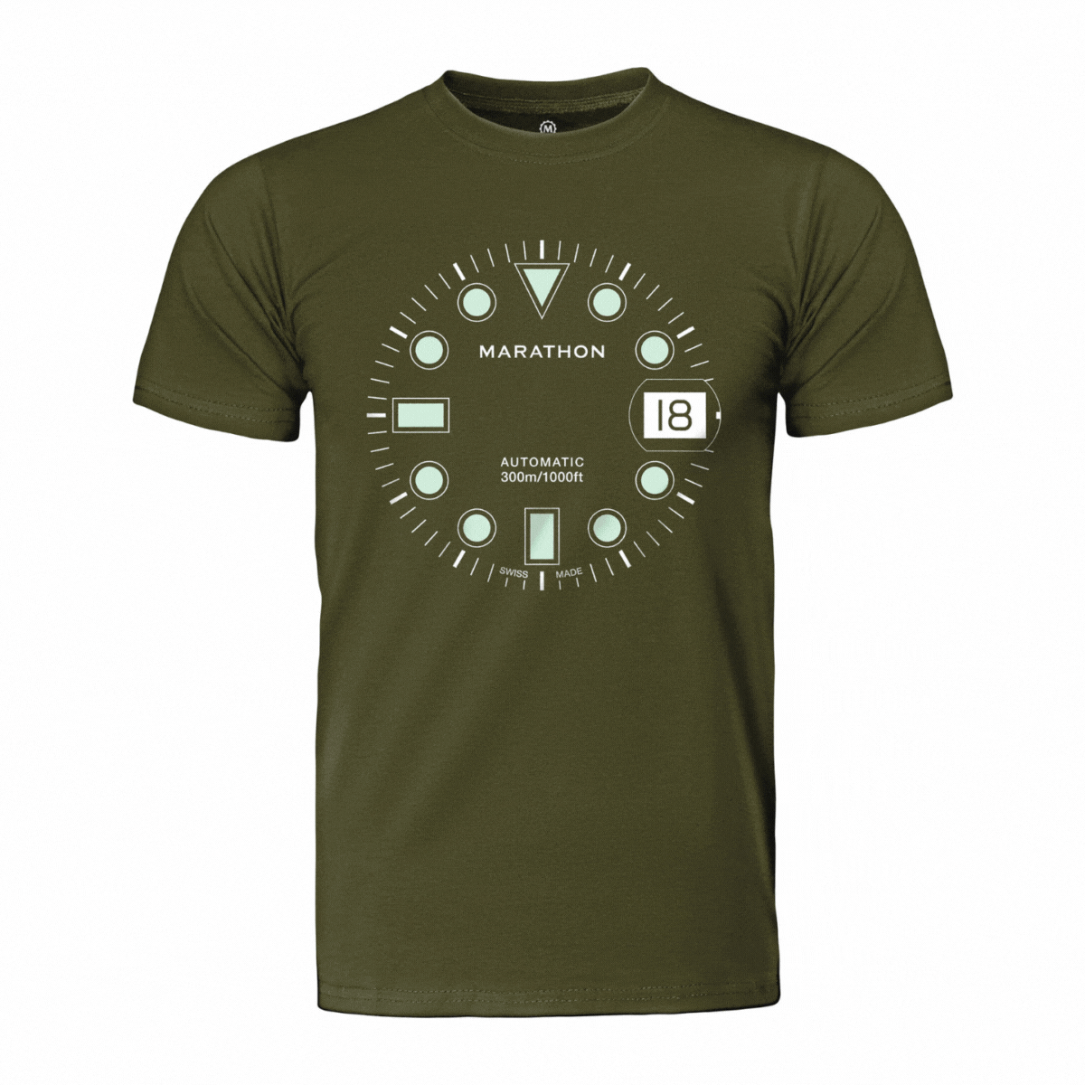Camiseta ajustada con reloj de maratón verde brillante OSAR-D