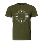 Camiseta ajustada con reloj de maratón verde brillante OSAR-D