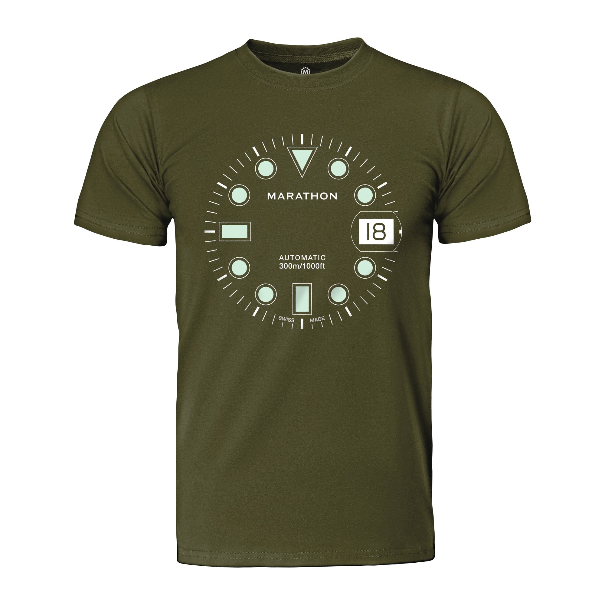Camiseta ajustada con reloj de maratón verde brillante OSAR-D