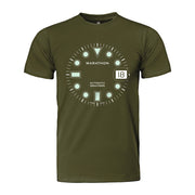 Camiseta ajustada con reloj de maratón verde brillante OSAR-D