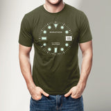 Camiseta ajustada con reloj de maratón verde brillante OSAR-D image
