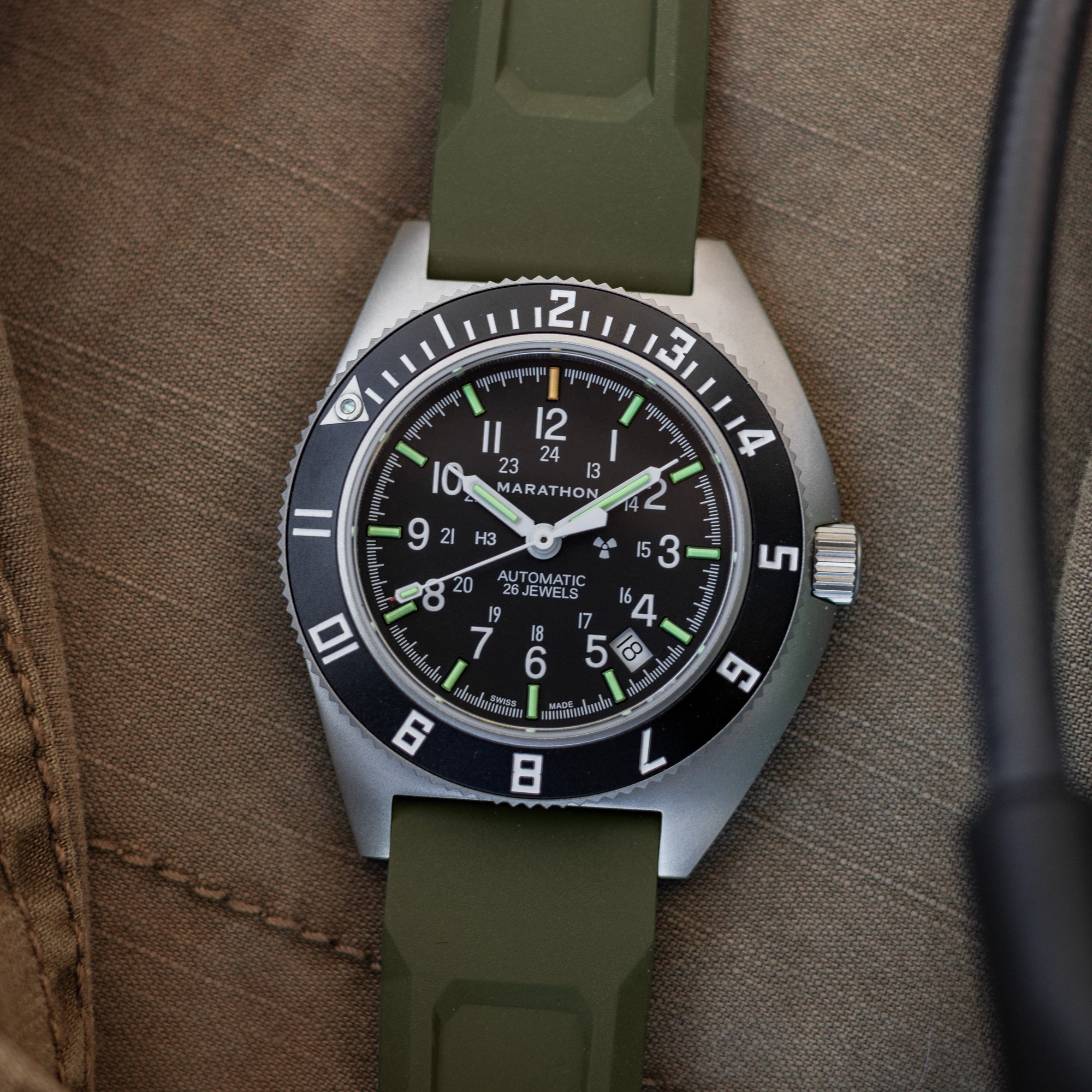 Kit de 3 bracelets en caoutchouc, OD vert, Parkerisé, 20 mm