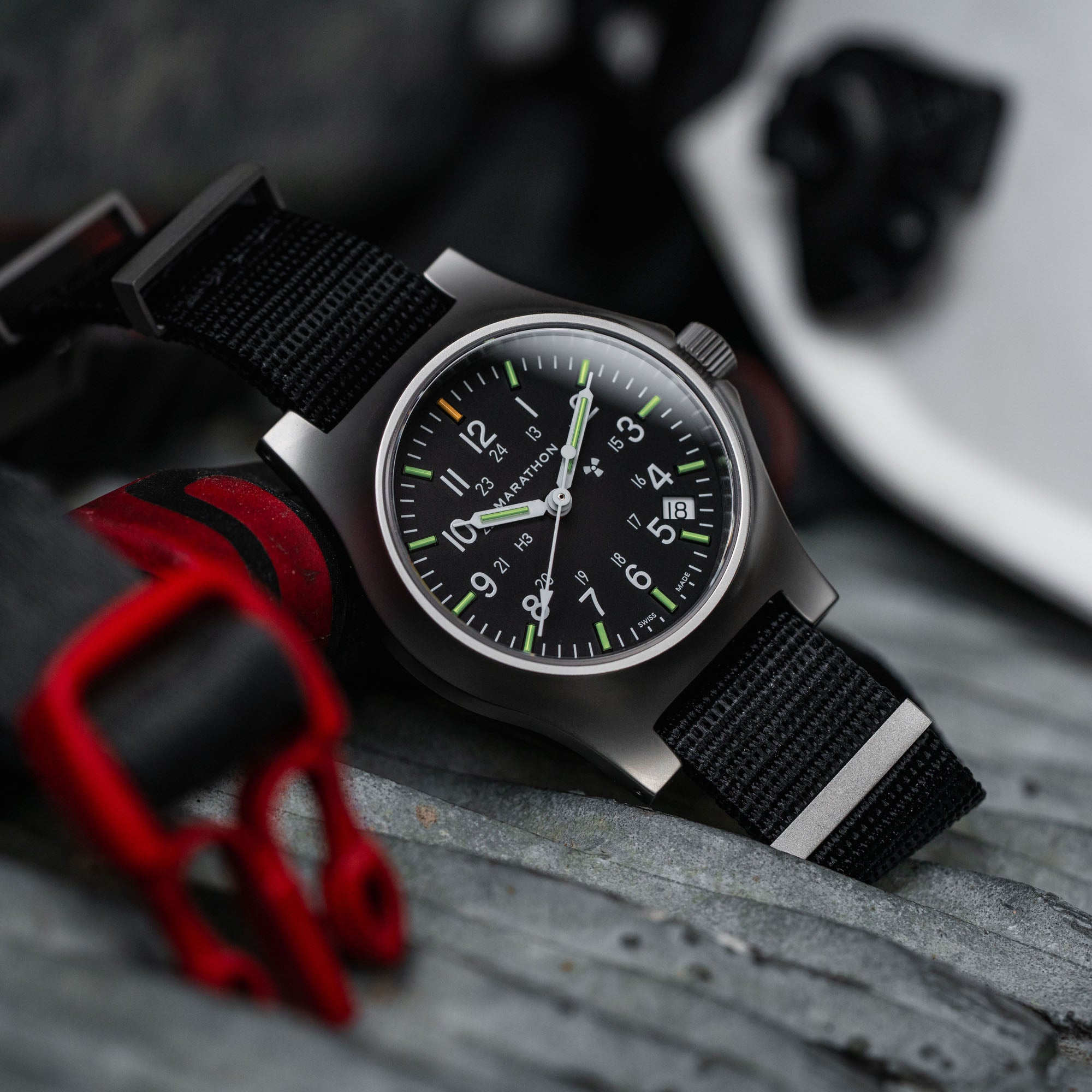 Cuarzo de oficial de 36mm con fecha (GPQ-D) en Nylon DEFSTAN