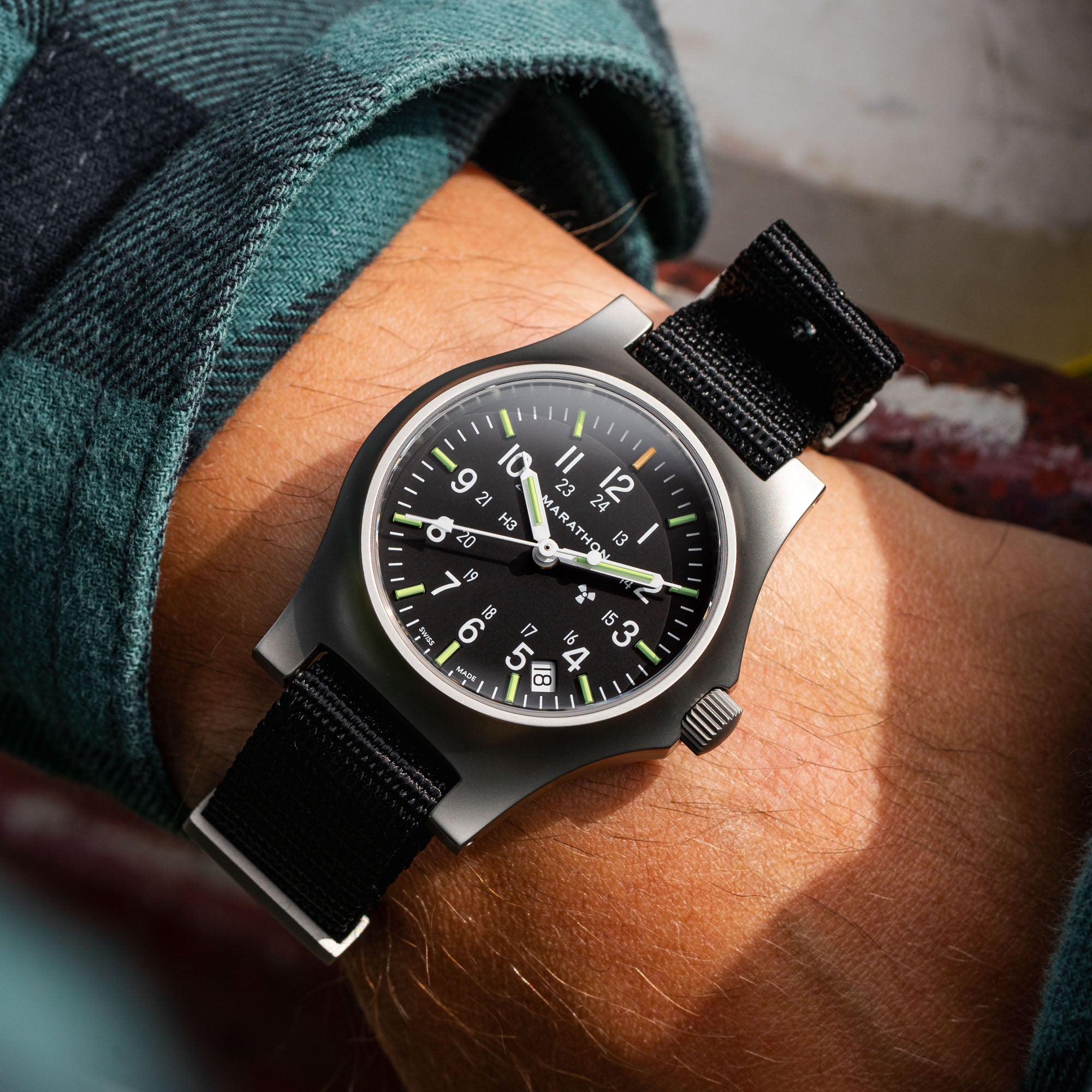 Cuarzo de oficial de 36mm con fecha (GPQ-D) en Nylon DEFSTAN