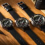 2-Piece Leather Strap, 22mm, Black, Brushed Hardware
