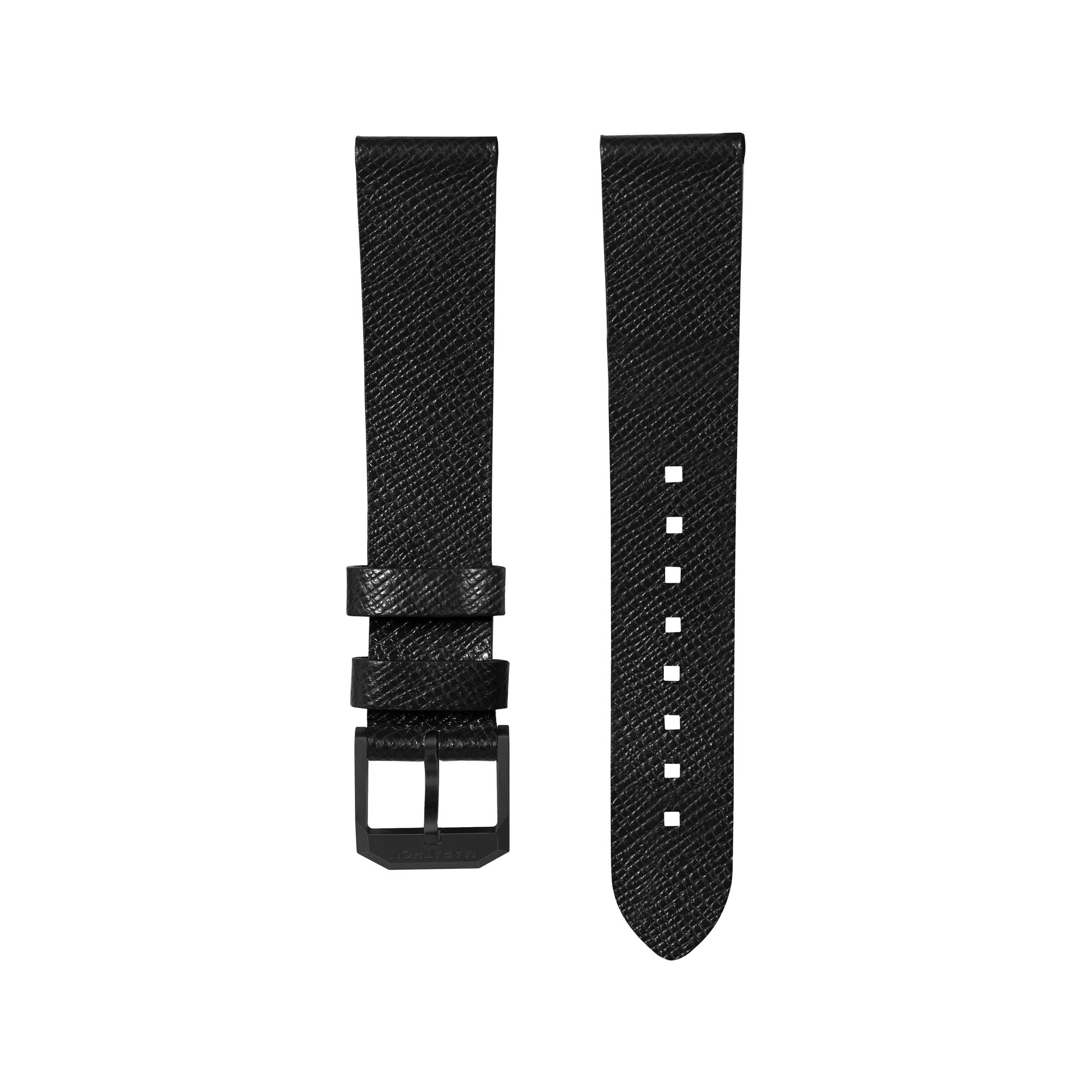 2-Piece Leather Strap, 20mm, Black, Anthracite Hardware