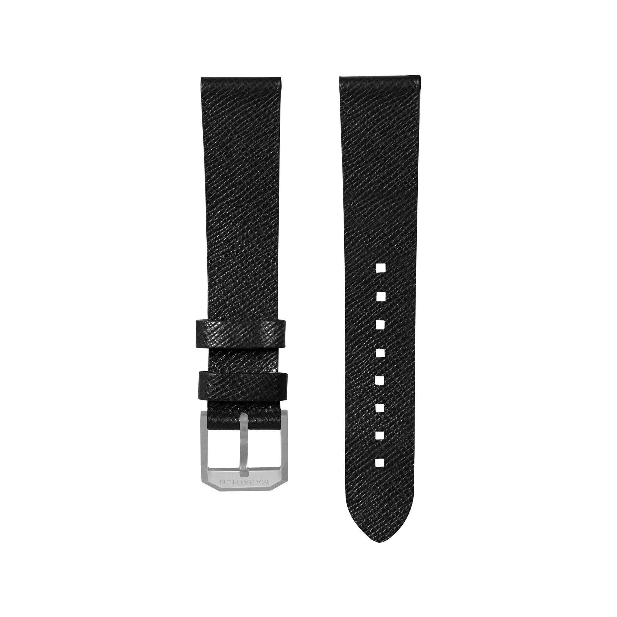 2-Piece Leather Strap, 20mm, Black, Parkerized Hardware