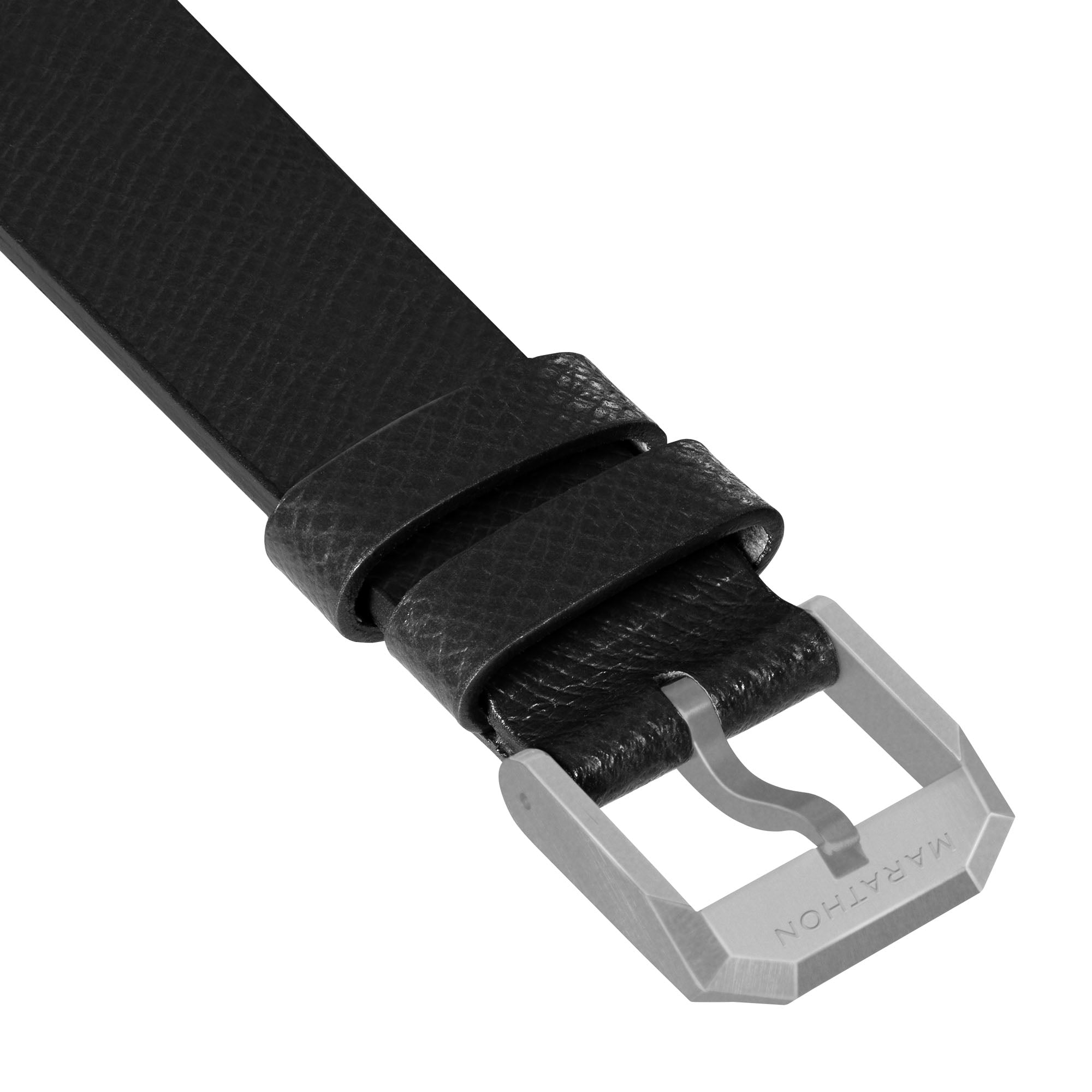 2-Piece Leather Strap, 20mm, Black, Parkerized Hardware