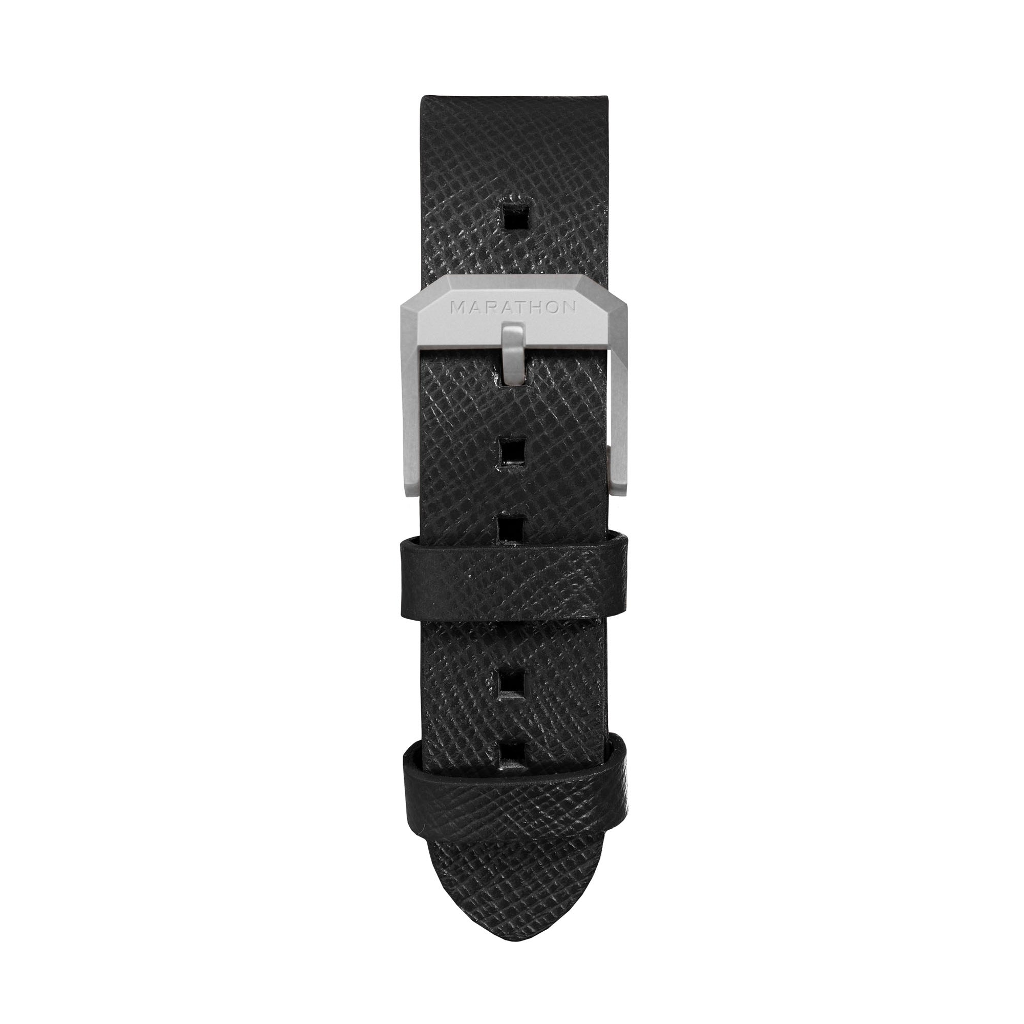 2-Piece Leather Strap, 20mm, Black, Parkerized Hardware