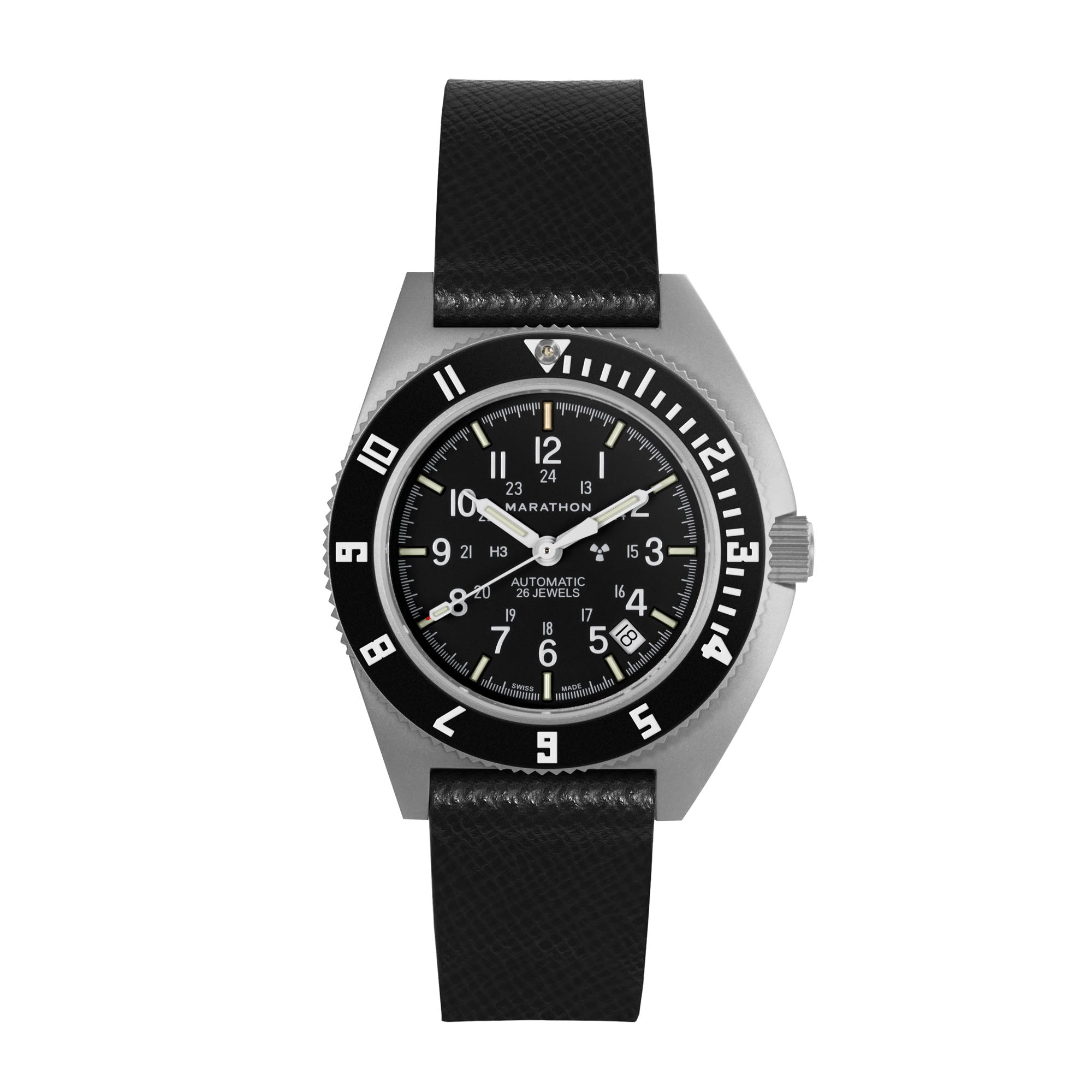 2-Piece Leather Strap, 20mm, Black, Parkerized Hardware