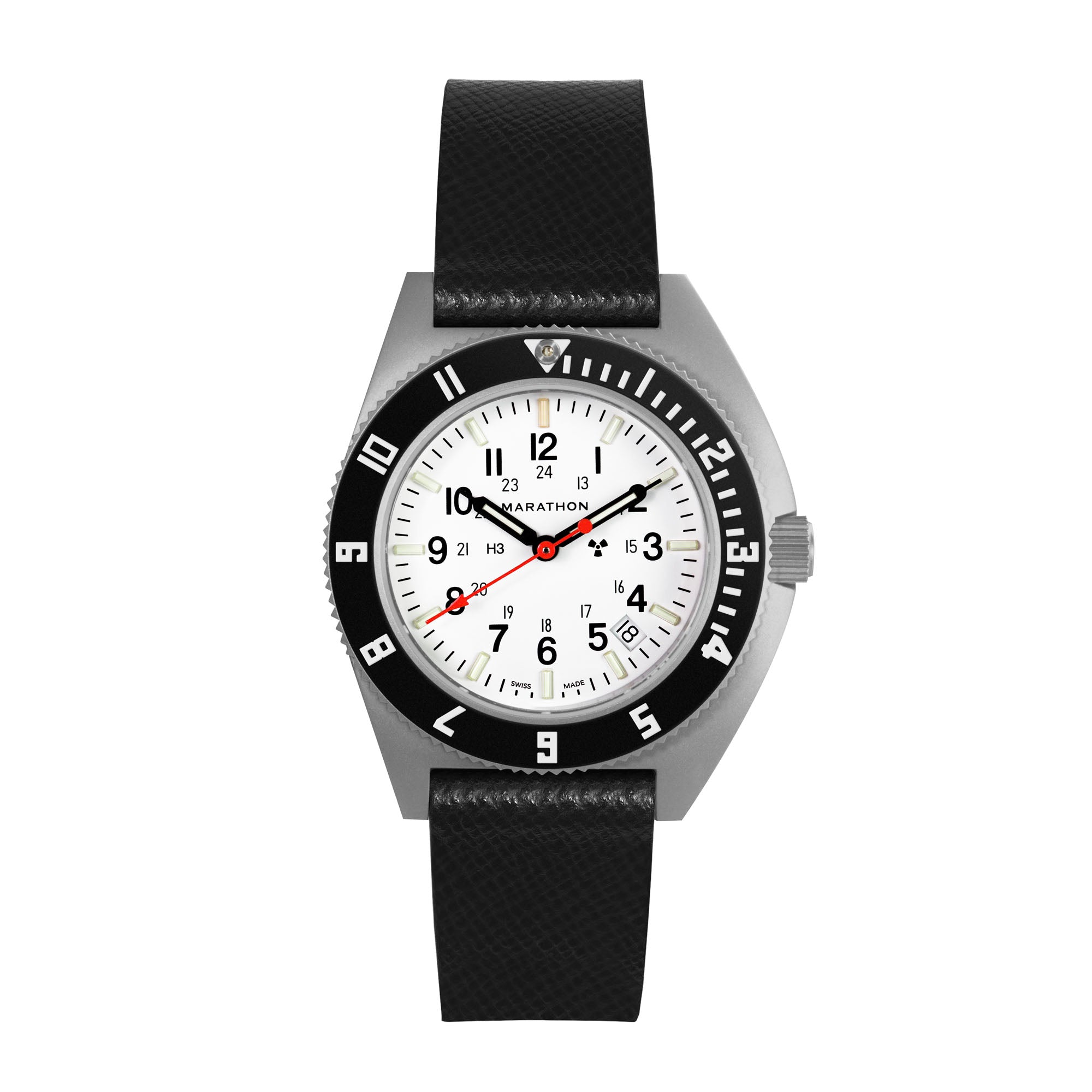 2-Piece Leather Strap, 20mm, Black, Parkerized Hardware