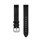 2-Piece Leather Strap, 16mm,  Black, Brushed Hardware