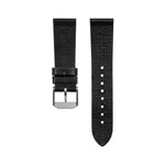 2-Piece Leather Strap, 22mm, Black, Brushed Hardware