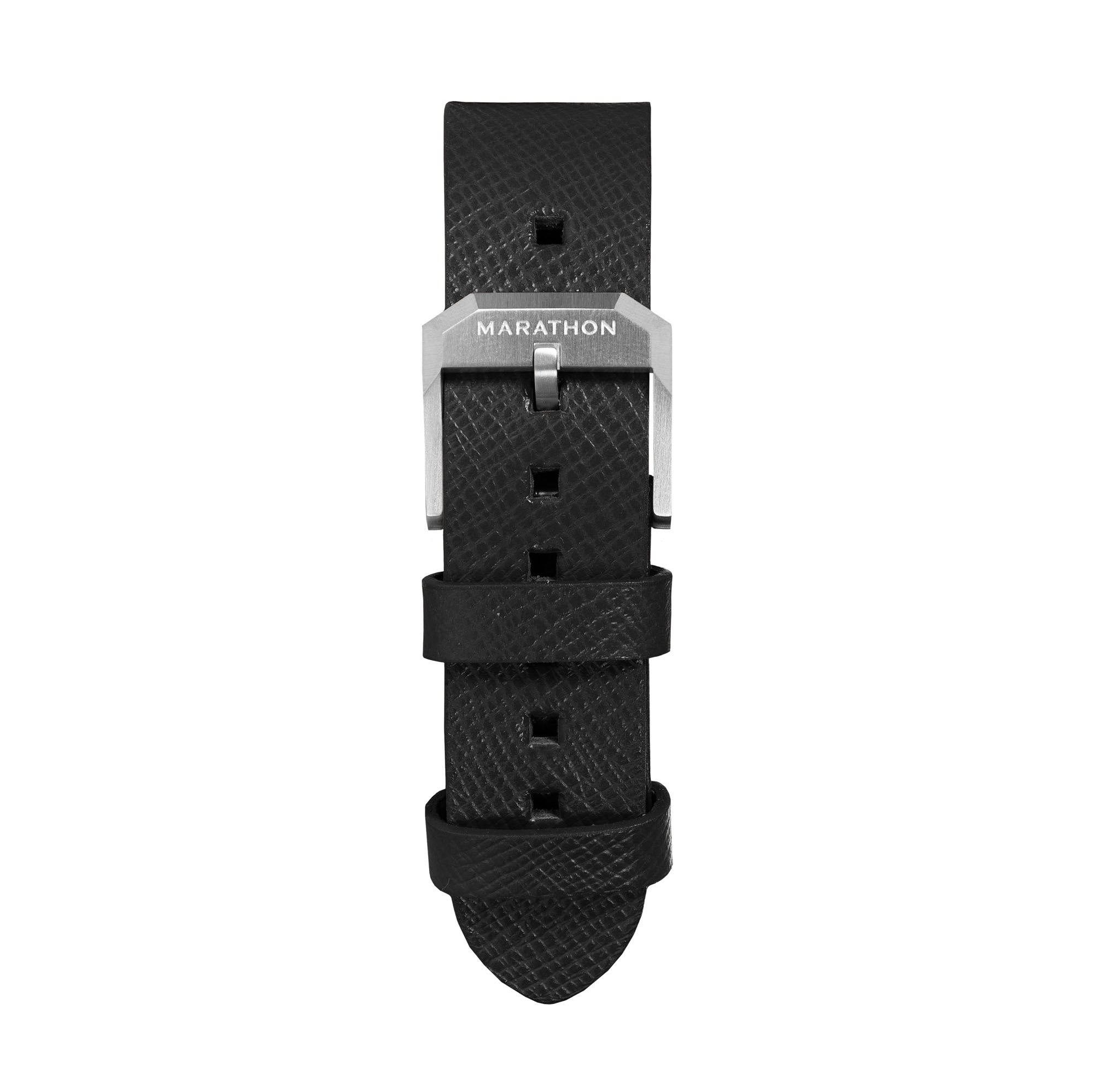 2-Piece Leather Strap, 22mm, Black, Brushed Hardware