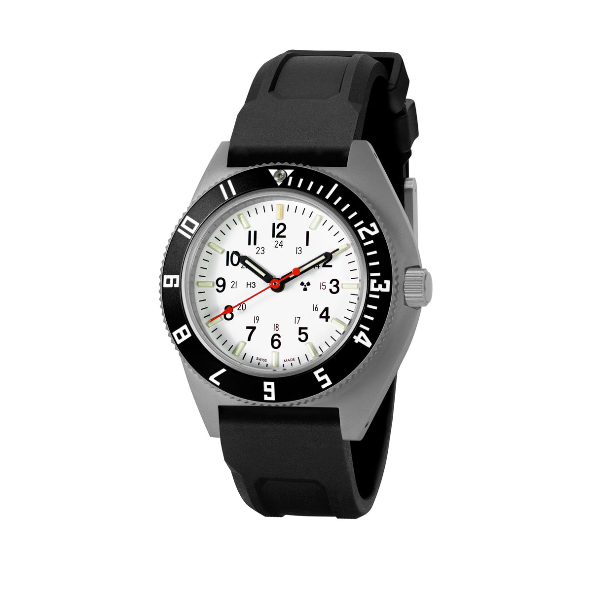 41mm Arctic Steel Navigator (SSNAV) on Black 3-Piece Rubber Strap Kit image