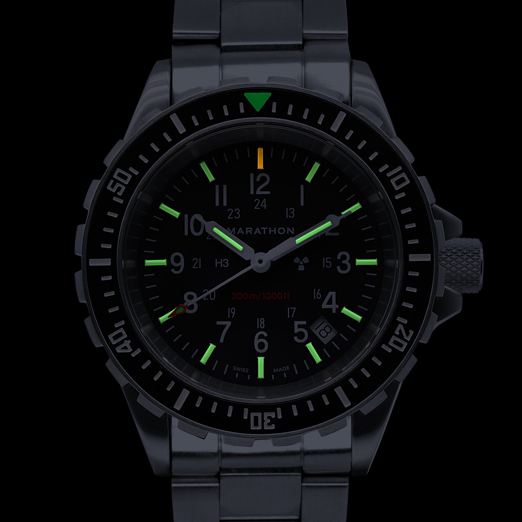 Cuarzo de buzo grande (TSAR) de 41mm con brazalete de acero inoxidable