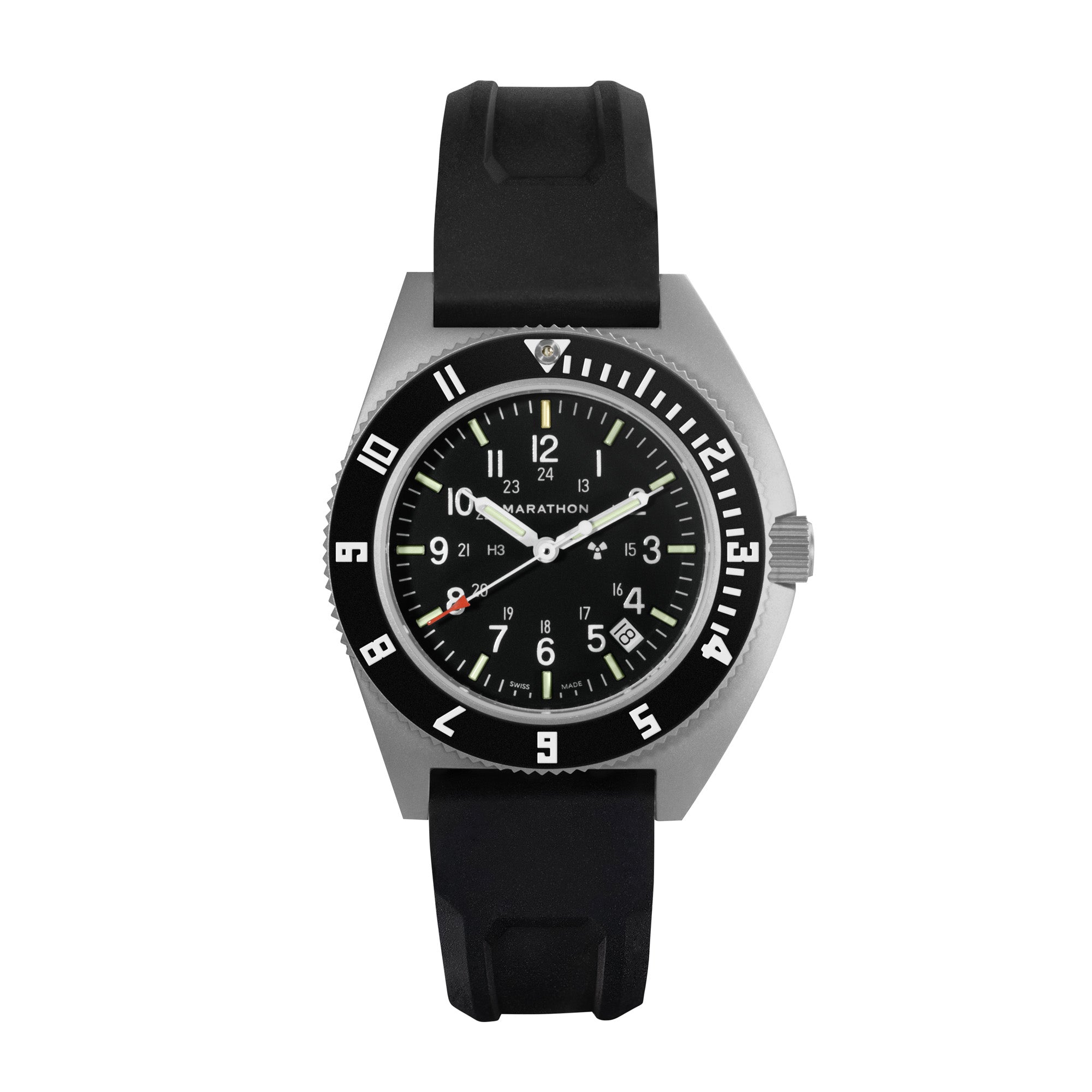 Steel Navigator de 41 mm con fecha (SSNAV-D) y kit de correa de caucho negra de 3 piezas