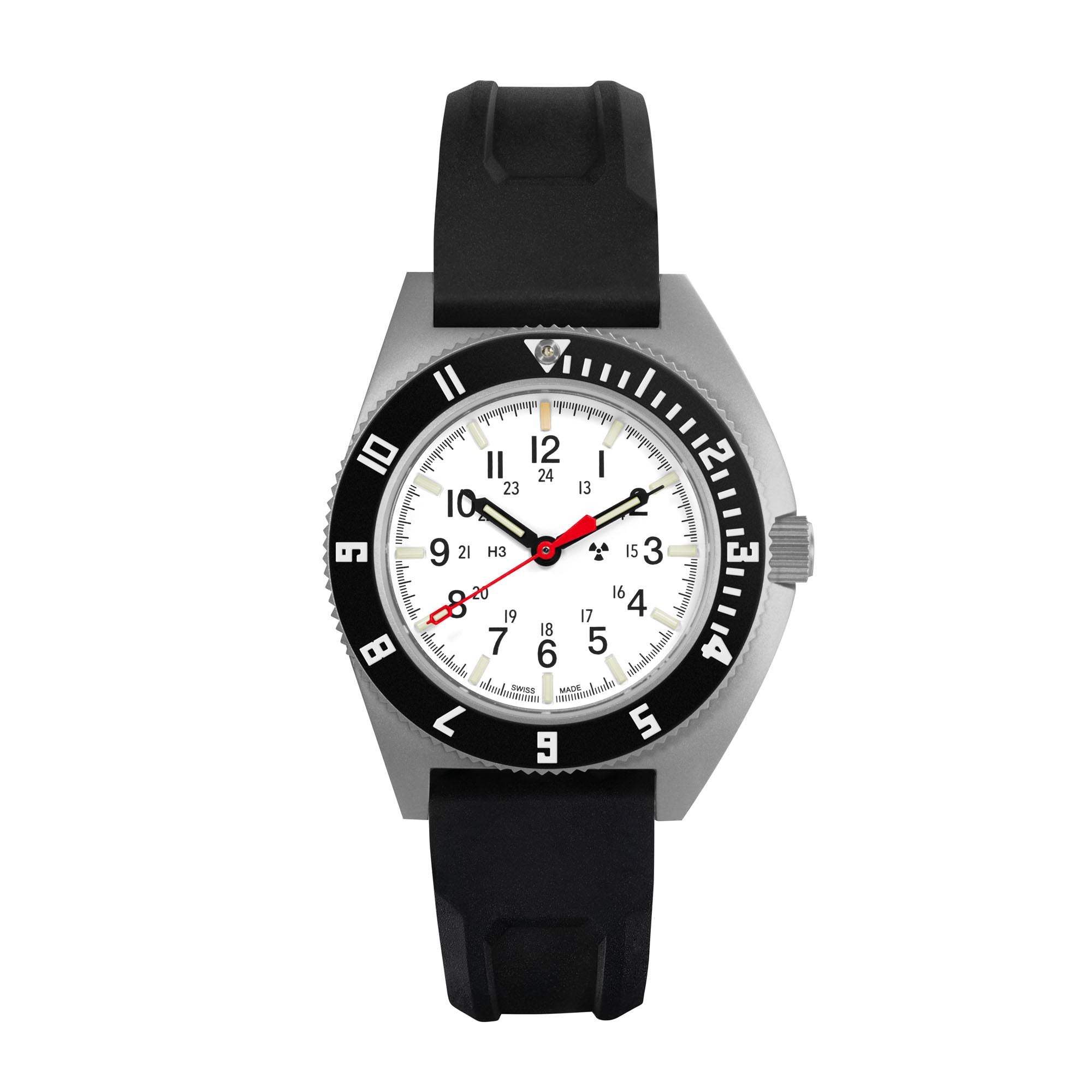 41mm Arctic Steel Navigator Automatic (Arctic SSNAV Auto) on Black 3-Piece Rubber Strap Kit