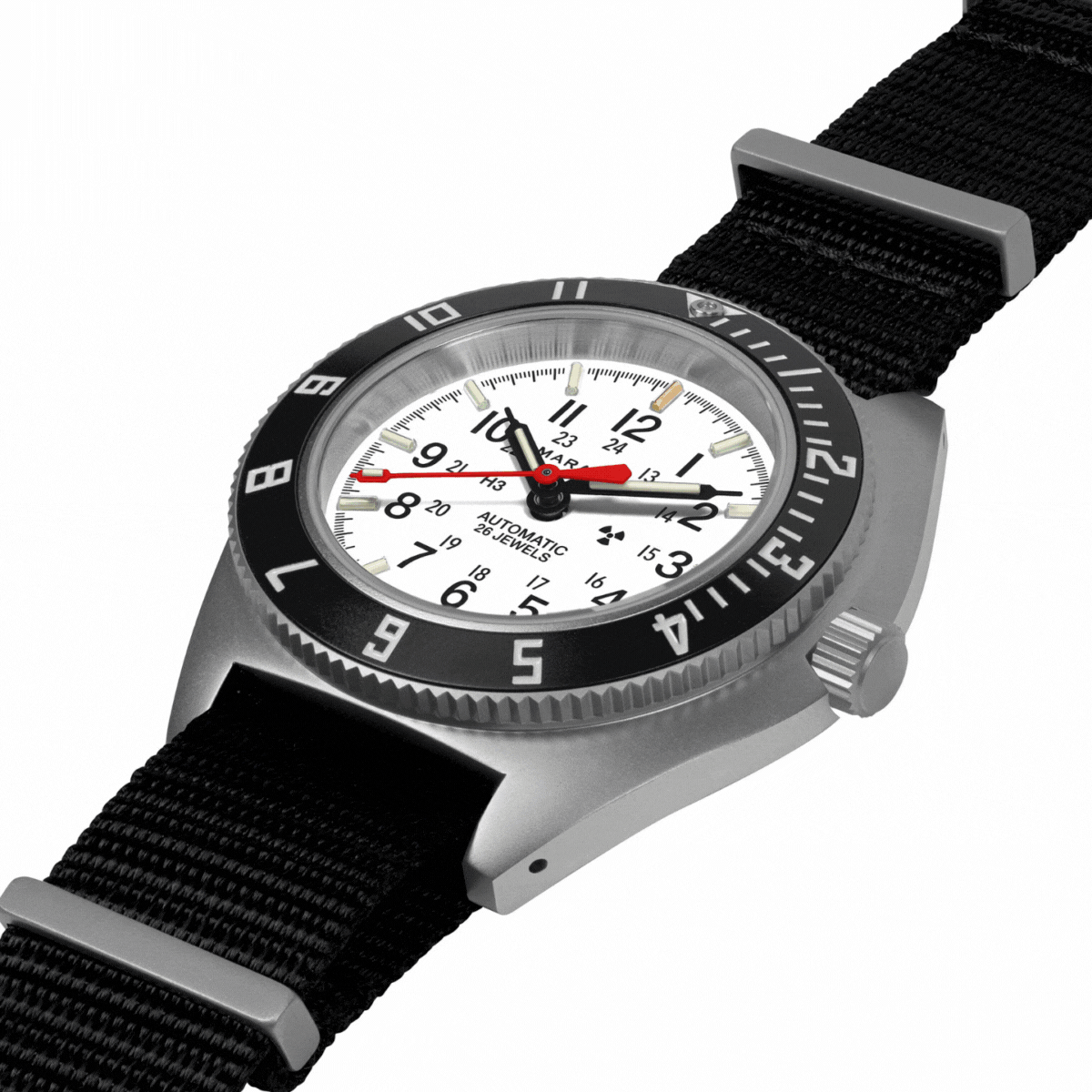 Steel Navigator de 41 mm (SSNAV) sur kit de bracelet en caoutchouc noir 3 pièces