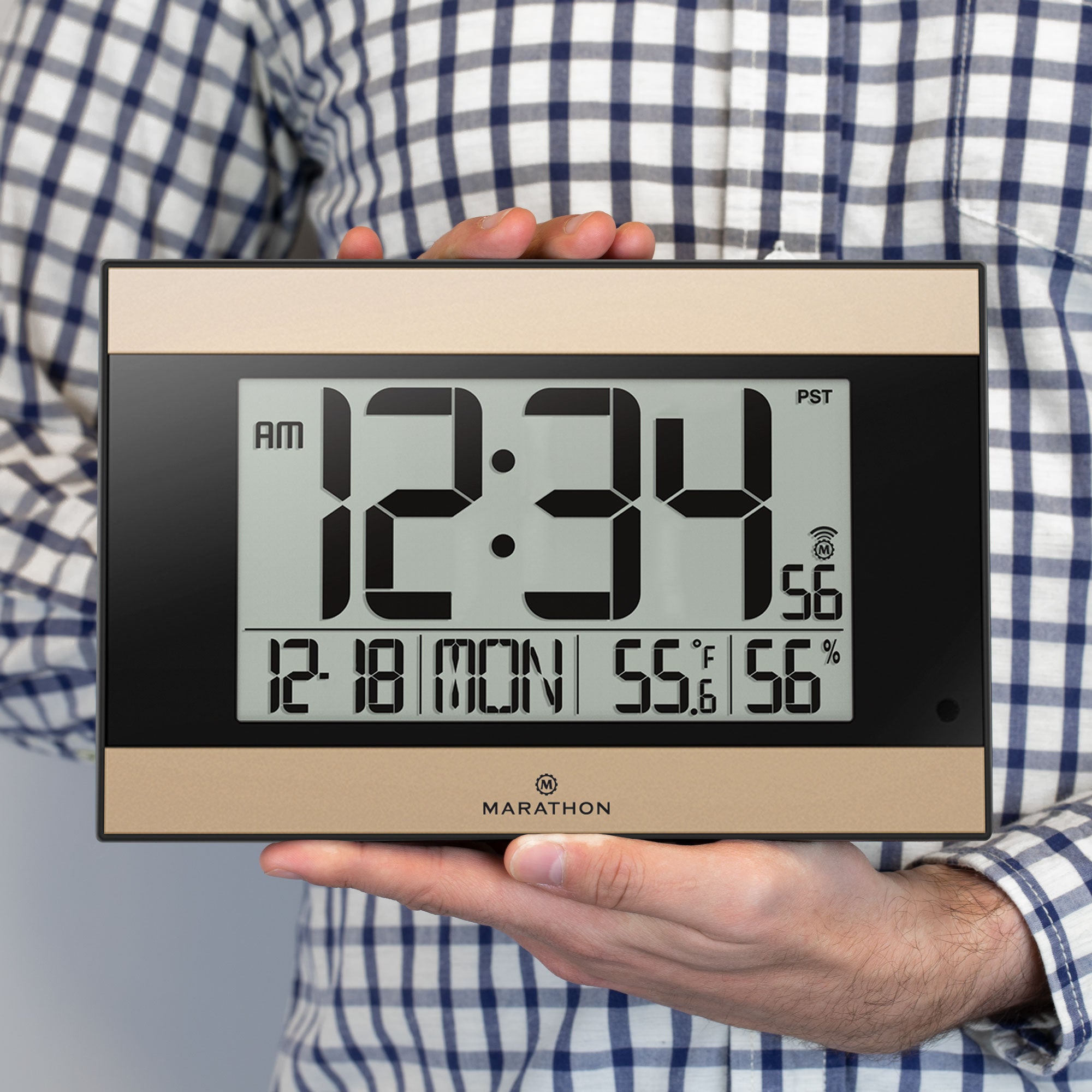 Reloj de pared digital atómico con retroiluminación automática
