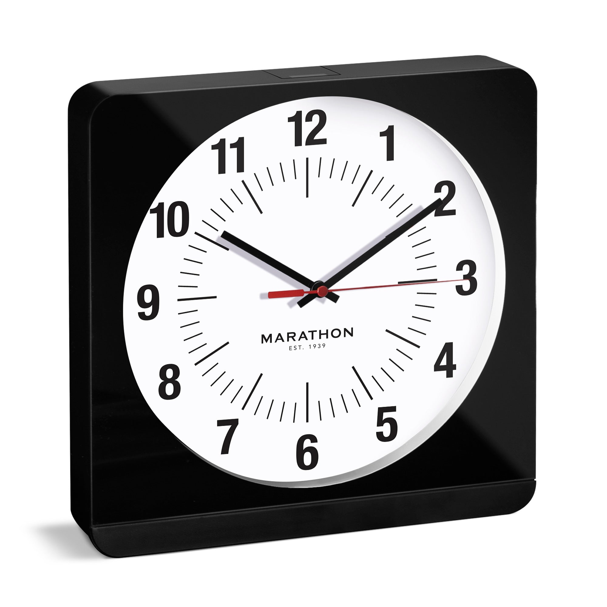 Reloj de pared analógico Studio Edition Jumbo de 12 pulgadas con retroiluminación automática - Negro