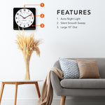 Reloj de pared analógico Studio Edition Jumbo de 12 pulgadas con retroiluminación automática - Negro