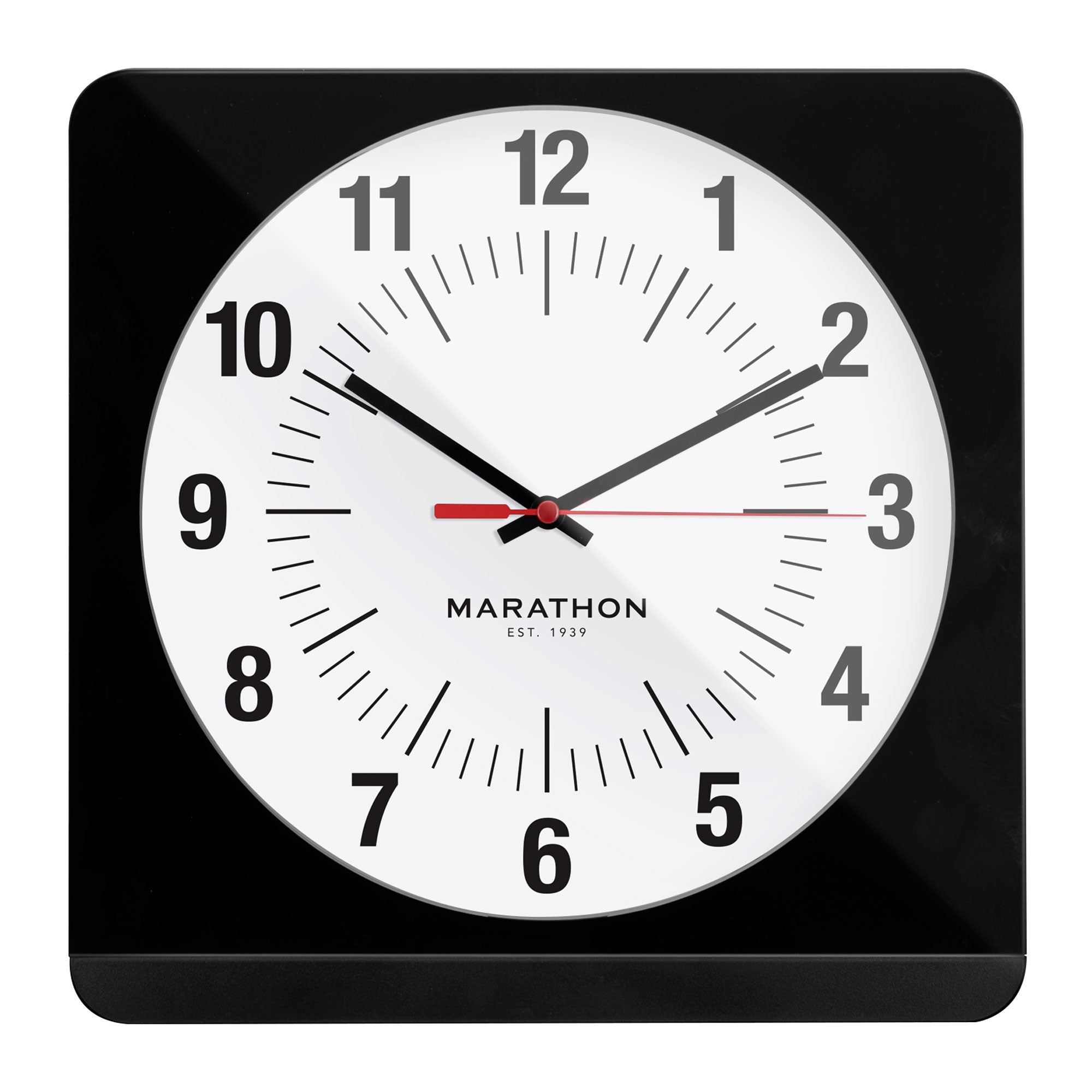 Reloj de pared analógico Studio Edition Jumbo de 12 pulgadas con retroiluminación automática - Negro