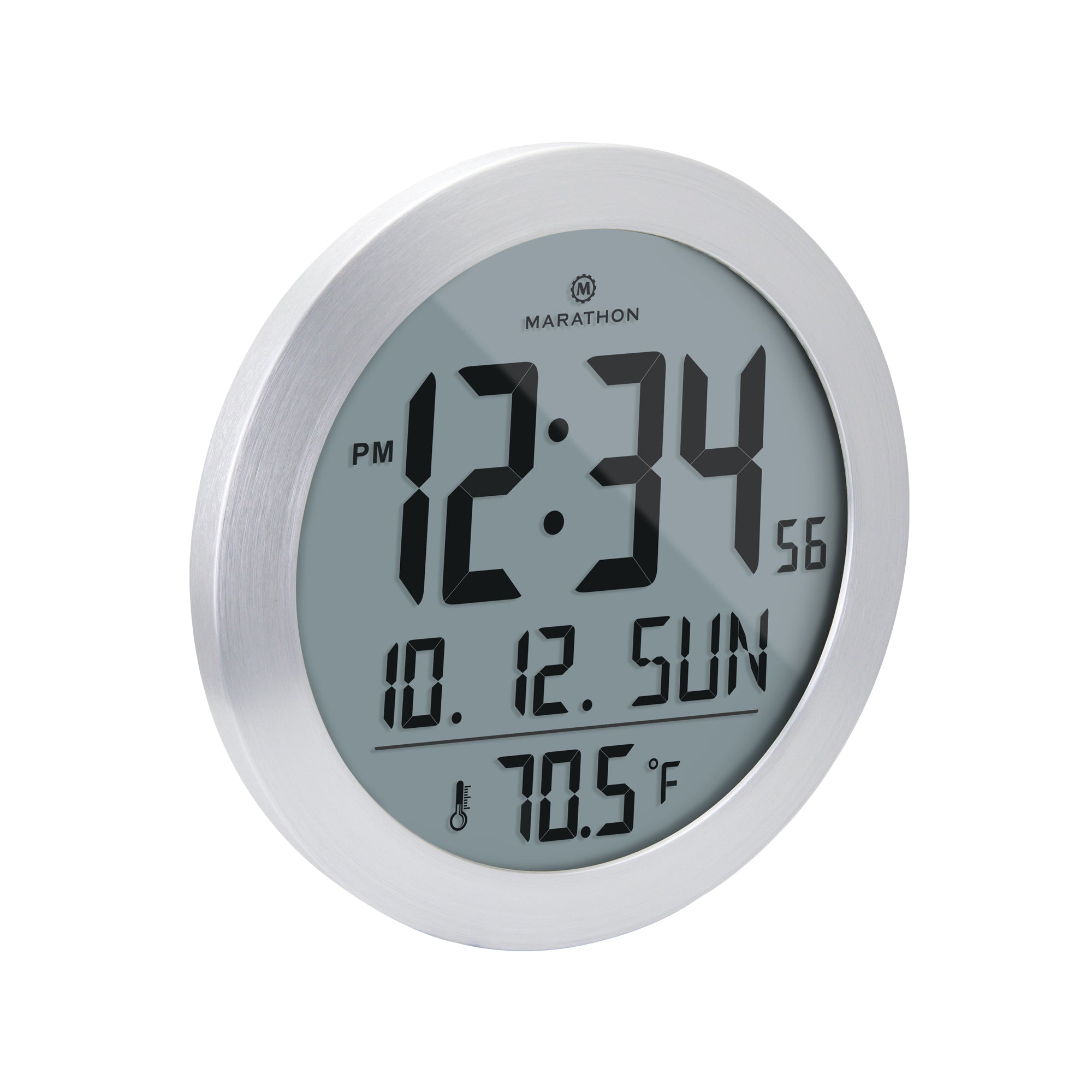 8 Inch Round Digital Wall Clock with Date & Indoor Temperature