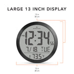 15 Inch Round Digital Wall Clock - Black