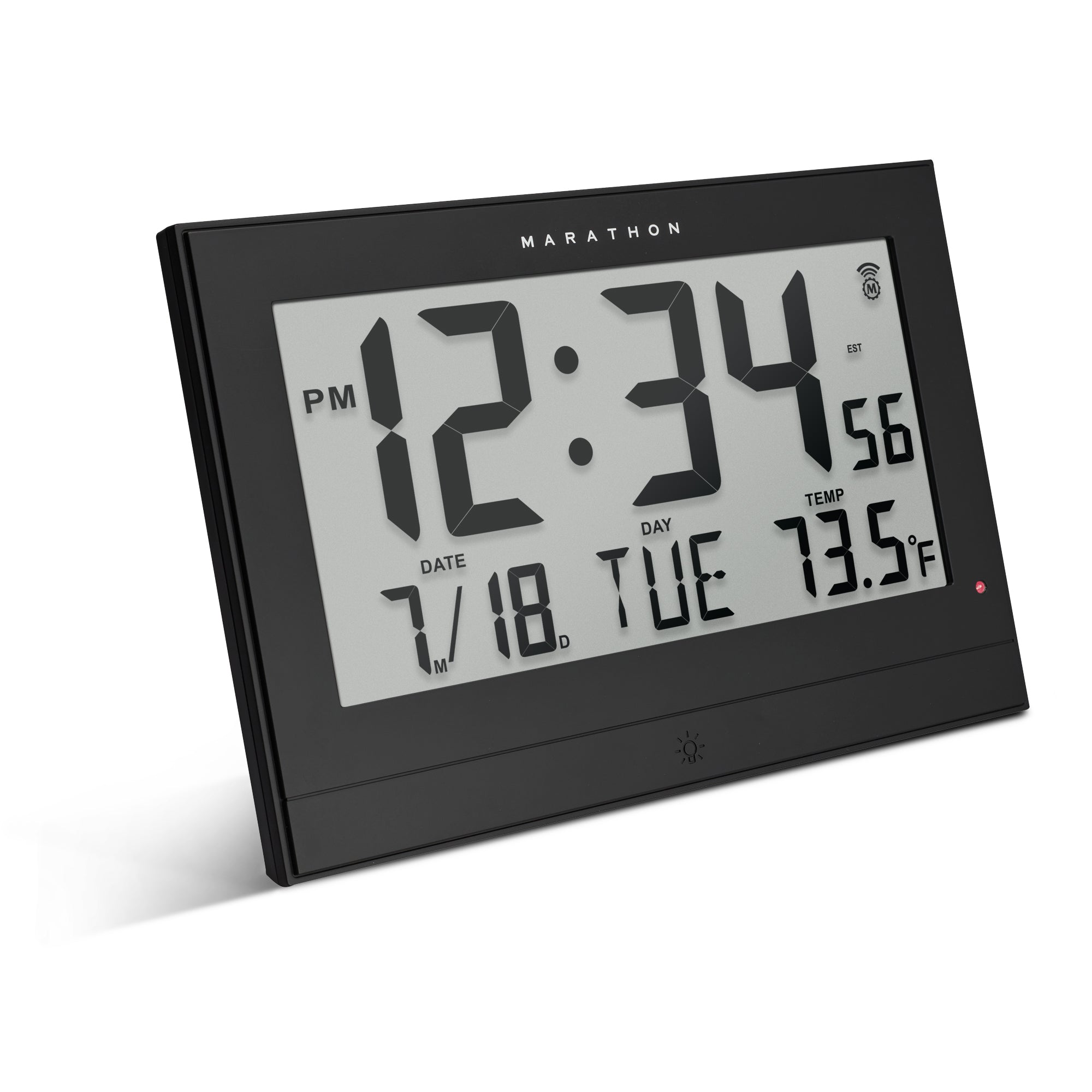 Grande horloge atomique avec rétroéclairage automatique et adaptateur secteur