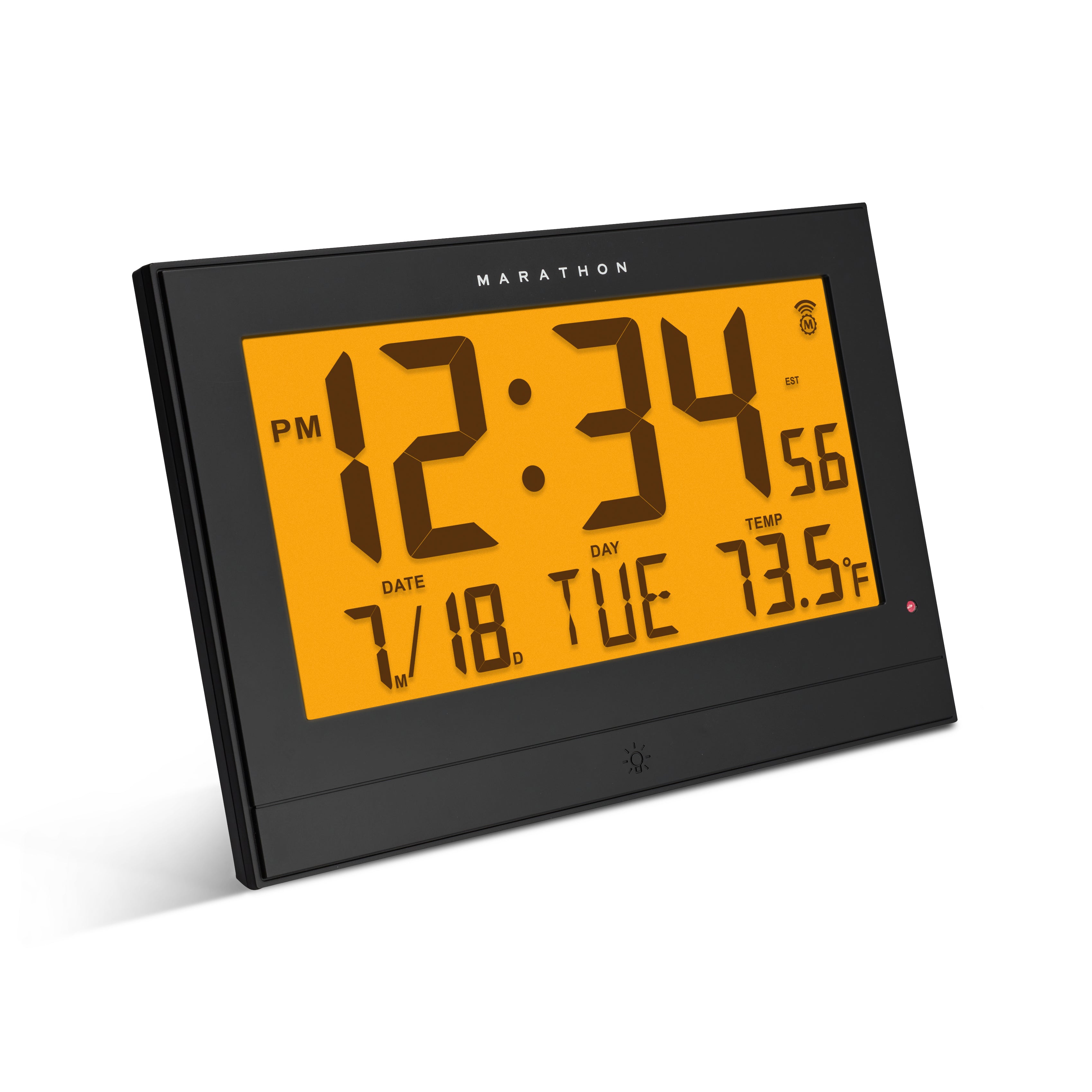 Grande horloge atomique avec rétroéclairage automatique et adaptateur secteur
