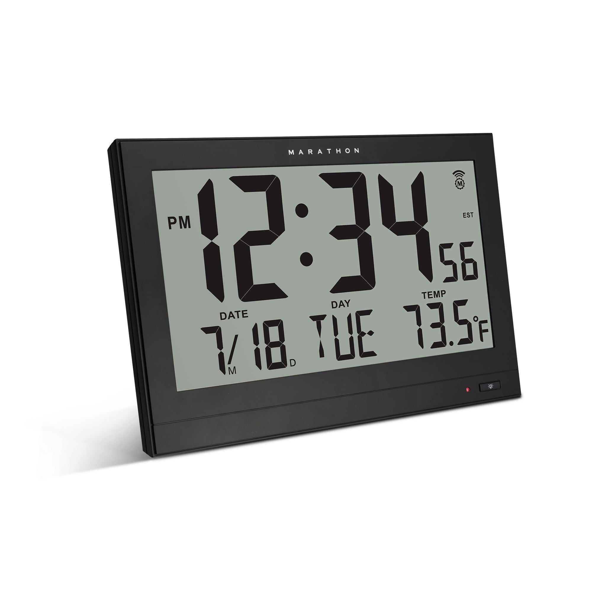 Horloge murale atomique géante avec rétroéclairage automatique et adaptateur secteur