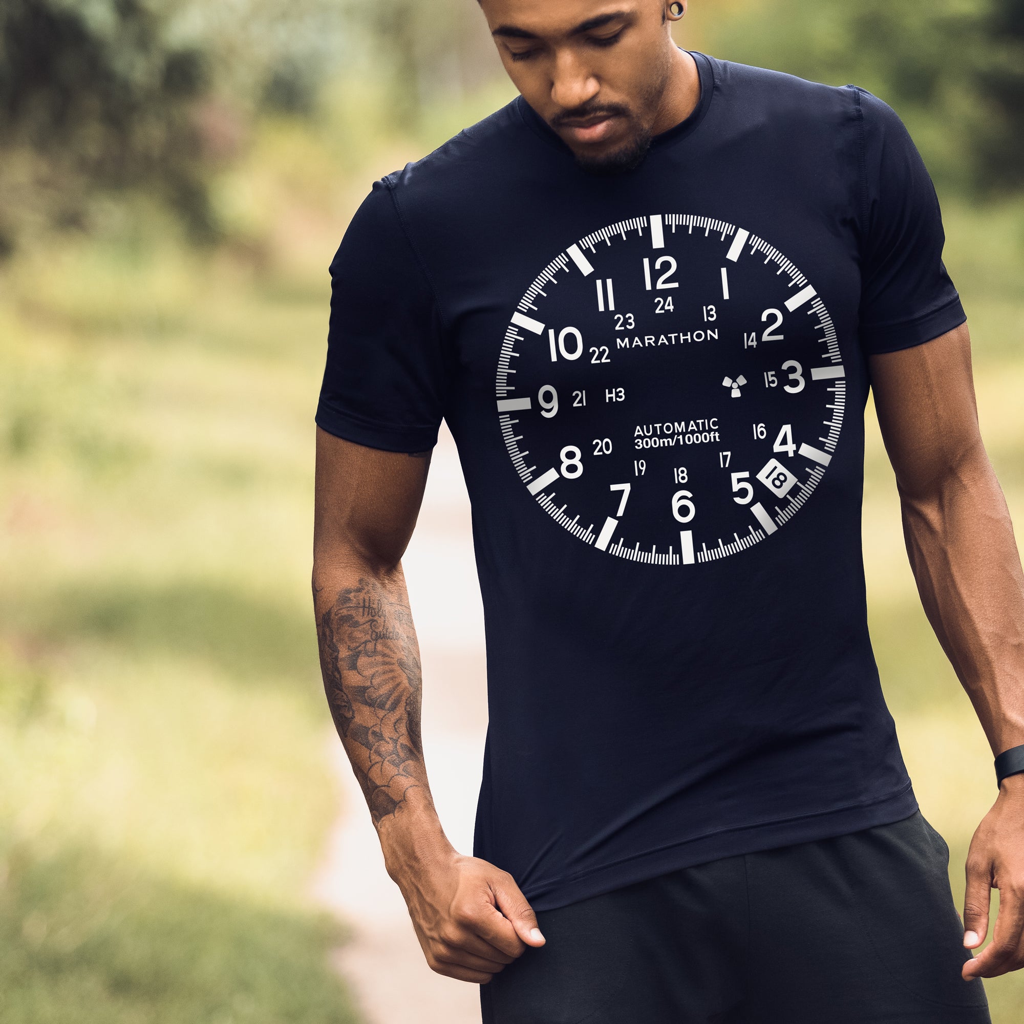 Slim Fit Navy Blue Marathon Watch GSAR T-Shirt - marathonwatch