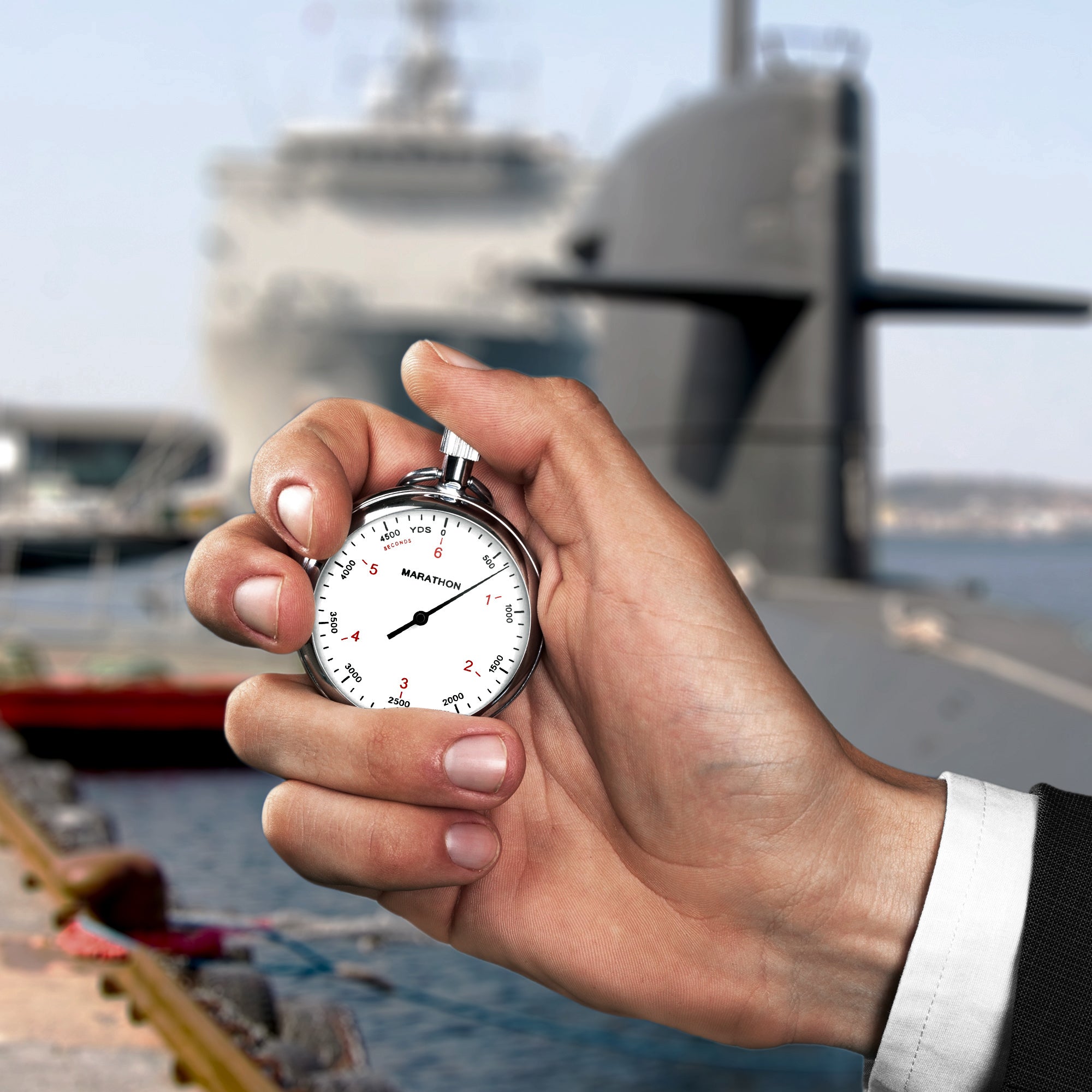 Mechanical Stopwatch: Single Action 5000 yard (1/50 sec & 6 sec), 100 yard or 1 sec Interval
