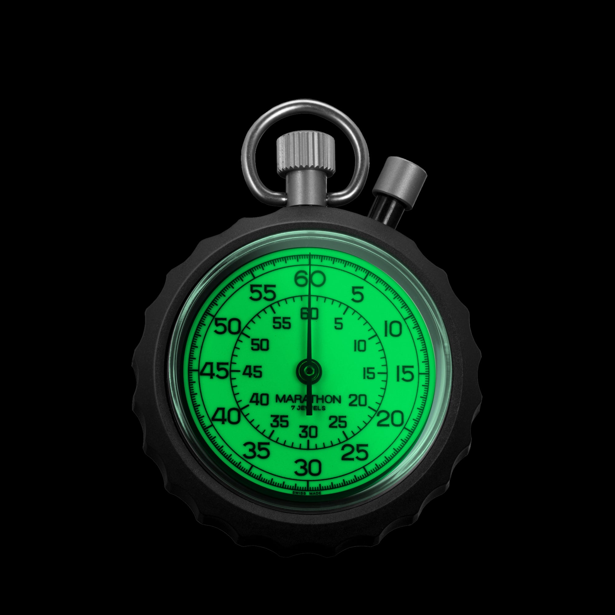 Mechanical Stopwatch: Instantaneous Return and Time-Out, Glow in the Dark, with Central 60 min Register