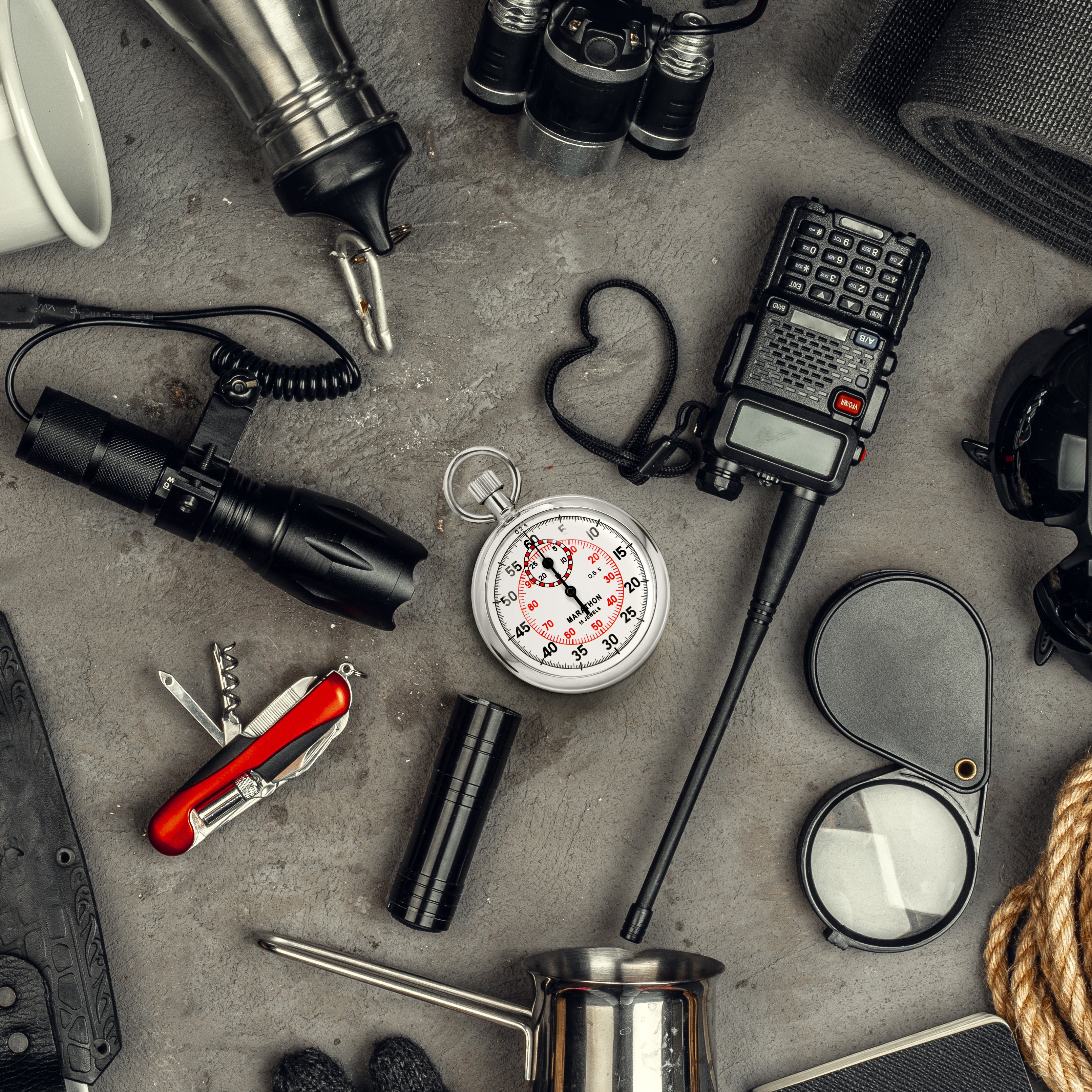 Mechanical Stopwatch: Single Action, 2 Scale (1/5 sec & 1/100 min) 30 min Register